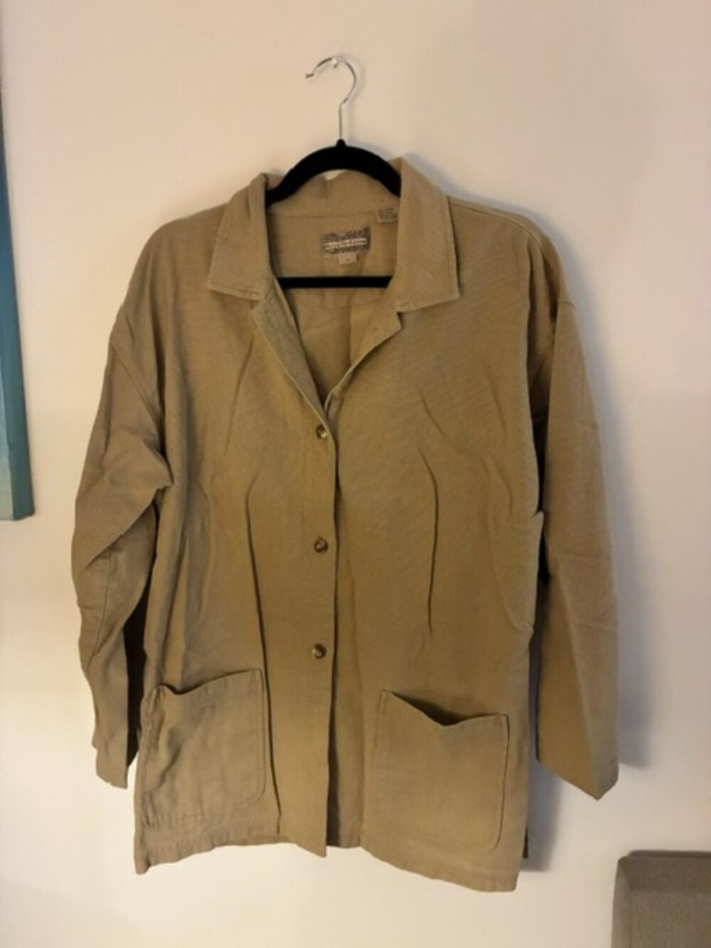 Vintage 90s Royal Robbins Textured Cotton Chore Shirt Jacket Khaki Tan Size M